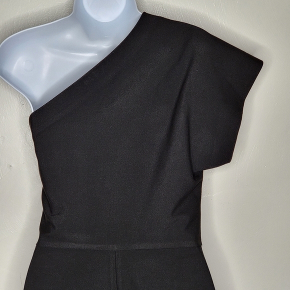 Maje Women's one Shoulder Sheath Dress Solid Black Size 2 Side Zip - Picture 8 of 12